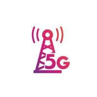 Icône d'antenne 5g sur blanc, vecteur