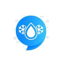 icône de goutte de liquide de refroidissement avec des flocons de neige, dessin vectoriel