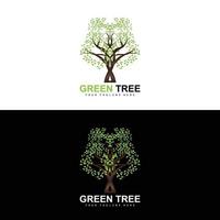 logo d'arbre, conception d'arbres verts et de bois, illustration de forêt, jeux d'arbres pour enfants vecteur