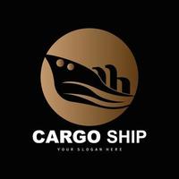 logo de navire cargo, vecteur de navire cargo rapide, voilier, conception pour entreprise de fabrication de navires, navigation fluviale, véhicules marins, transport, logistique