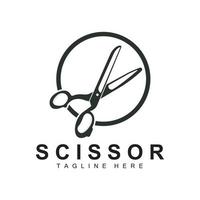 création de logo de ciseaux, vecteur de rasoir de salon de coiffure, illustration de marque de ciseaux de babershop