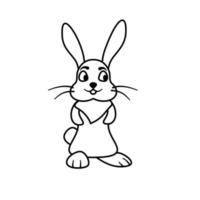 lapin de dessin animé mignon de pâques, illustration vectorielle de contour. eps 10 vecteur