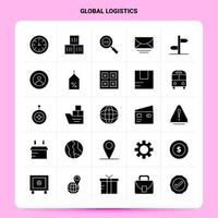 ensemble d'icônes de logistique globale solide 25 icônes vectorielles de conception de style de glyphe ensemble d'idées d'affaires web et mobiles illustration vectorielle de conception vecteur