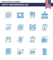 gros pack de 16 usa joyeux jour de l'indépendance usa vector blues et symboles modifiables de can usa bloon american bank modifiable usa day vector design elements