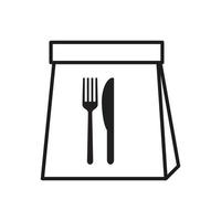 icône de contour de sac de papier de livraison de nourriture, signe linéaire pour la restauration rapide - vecteur