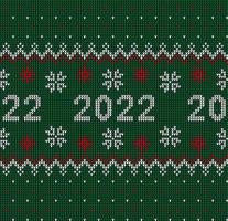 modèle tricoté sans couture du nouvel an avec le numéro 2022. conception de pull à tricoter. texture tricotée en laine. illustration vectorielle vecteur