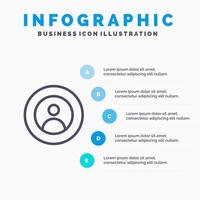 icône de la ligne du monde de l'utilisateur mondial de la terre avec 5 étapes présentation infographie fond vecteur