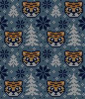 motif tricoté de noël et du nouvel an en tigre. conception de pull en tricot de laine. papier peint papier d'emballage impression textile. vecteur