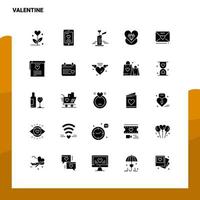 25 valentine icon set glyphe solide icône illustration vectorielle modèle pour des idées web et mobiles pour entreprise vecteur