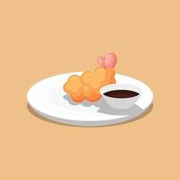nourriture japonaise tempura. conception avec dessin animé. vecteur