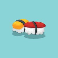 sushi japon nourriture. concevoir avec un style de dessin animé. vecteur