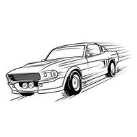 illustration de muscle car noir et blanc vecteur