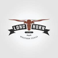 logo longhorn simple icône illustration de conception vectorielle de l'ouest du texas vecteur