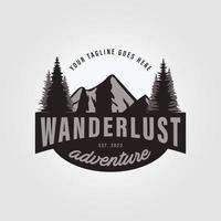 Wanderlust montagne aventure logo design icône illustration vectorielle vecteur