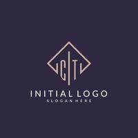 logo monogramme initial ct avec un design de style rectangle vecteur