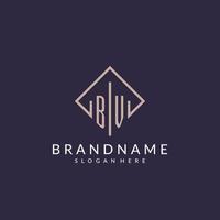 logo monogramme initial bv avec un design de style rectangle vecteur