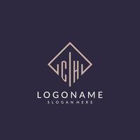 logo monogramme initial ch avec un design de style rectangle vecteur