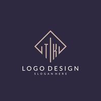 logo monogramme initial tk avec un design de style rectangle vecteur