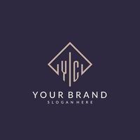 logo monogramme initial yc avec un design de style rectangle vecteur