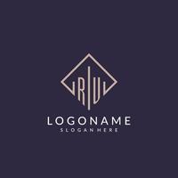 logo monogramme initial ru avec un design de style rectangle vecteur