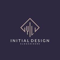 logo monogramme initial yl avec un design de style rectangle vecteur