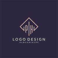 logo monogramme initial px avec un design de style rectangle vecteur