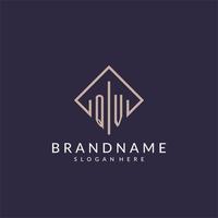 logo monogramme initial qv avec un design de style rectangle vecteur