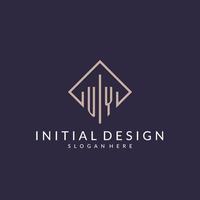 logo monogramme initial uy avec un design de style rectangle vecteur