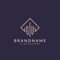 logo monogramme initial gv avec un design de style rectangle vecteur