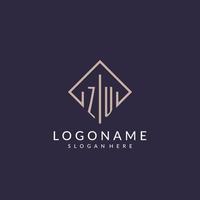 logo monogramme initial zu avec un design de style rectangle vecteur