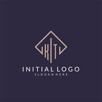 logo monogramme initial kt avec un design de style rectangle vecteur