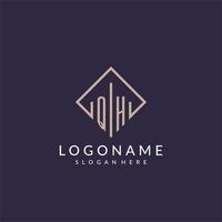 logo monogramme initial qh avec un design de style rectangle vecteur