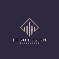 logo monogramme initial nx avec un design de style rectangle vecteur