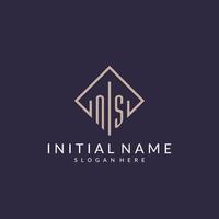 logo monogramme initial ns avec un design de style rectangle vecteur