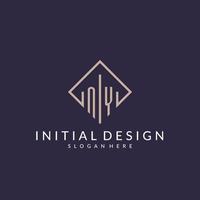 logo monogramme initial ny avec un design de style rectangle vecteur