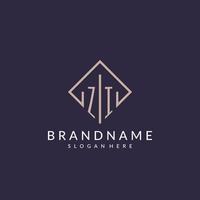 logo monogramme initial zi avec un design de style rectangle vecteur