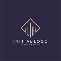 logo monogramme initial lg avec un design de style rectangle vecteur