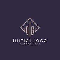 logo monogramme initial og avec un design de style rectangle vecteur