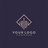 logo monogramme initial ko avec un design de style rectangle vecteur