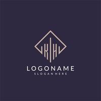 logo monogramme initial kh avec un design de style rectangle vecteur