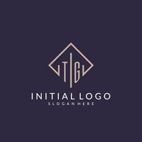 logo monogramme initial tg avec un design de style rectangle vecteur