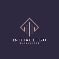 logo monogramme initial tt avec un design de style rectangle vecteur