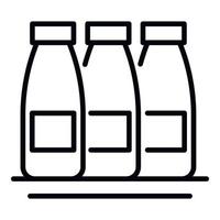 icône de trois bouteilles de lait, style de contour vecteur