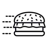 icône de restauration rapide burger, style de contour vecteur