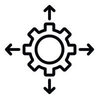 icône d'engrenage et de flèches, style de contour vecteur