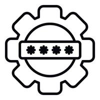 icône de mot de passe d'engrenage, style de contour vecteur