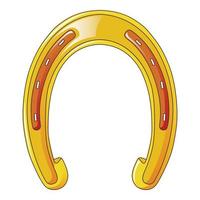 icône de fer à cheval doré, style cartoon vecteur