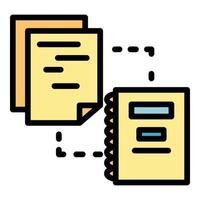 vecteur de contour de couleur d'icône de documents organisés