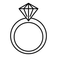 icône de bague en diamant classique, style de contour vecteur