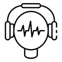icône d'apprentissage des écouteurs audio, style de contour vecteur
